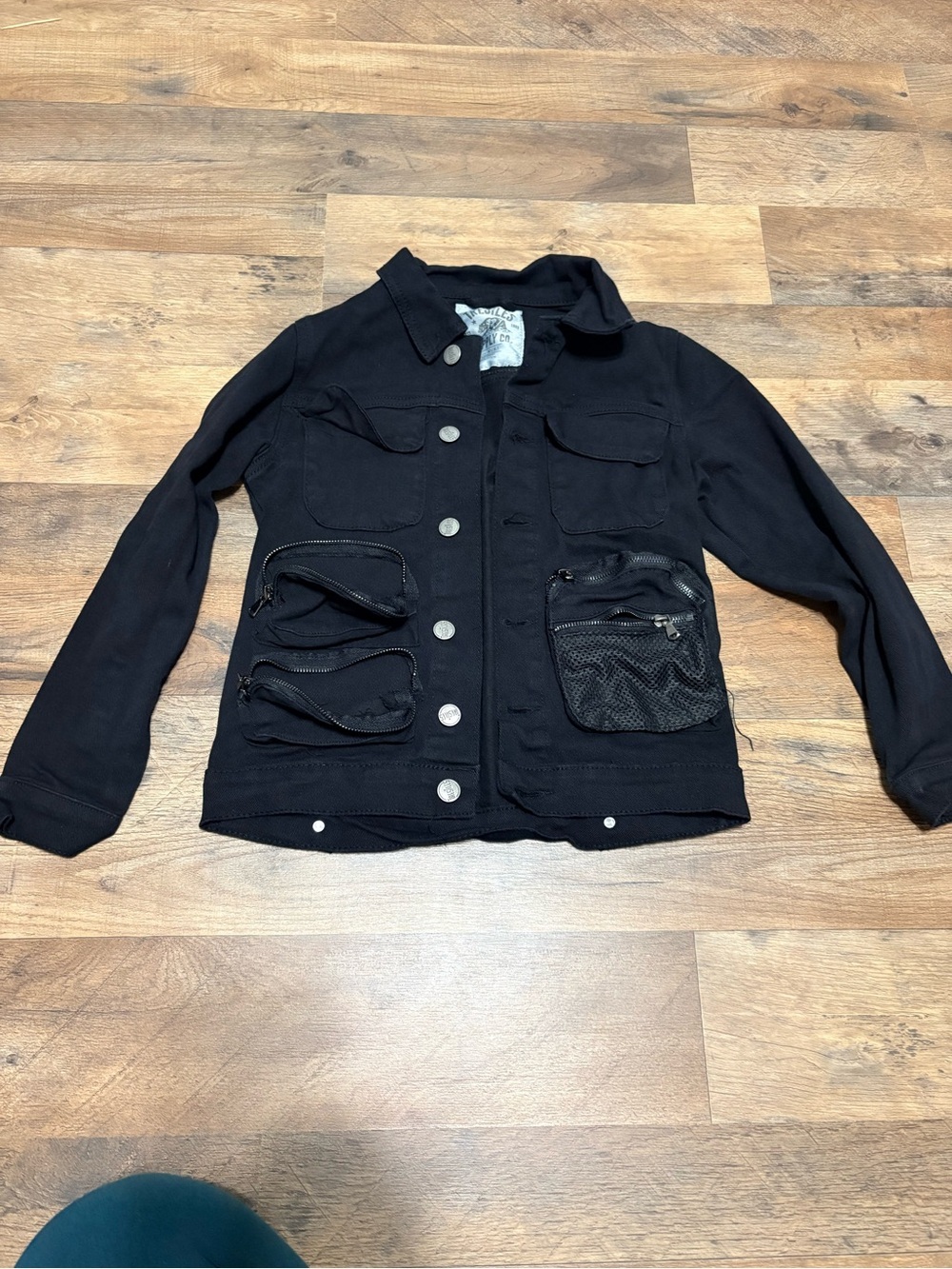 TreStles Supply Co Kids Black Utility Jacket Size Small Cargo Pocket Streetwear